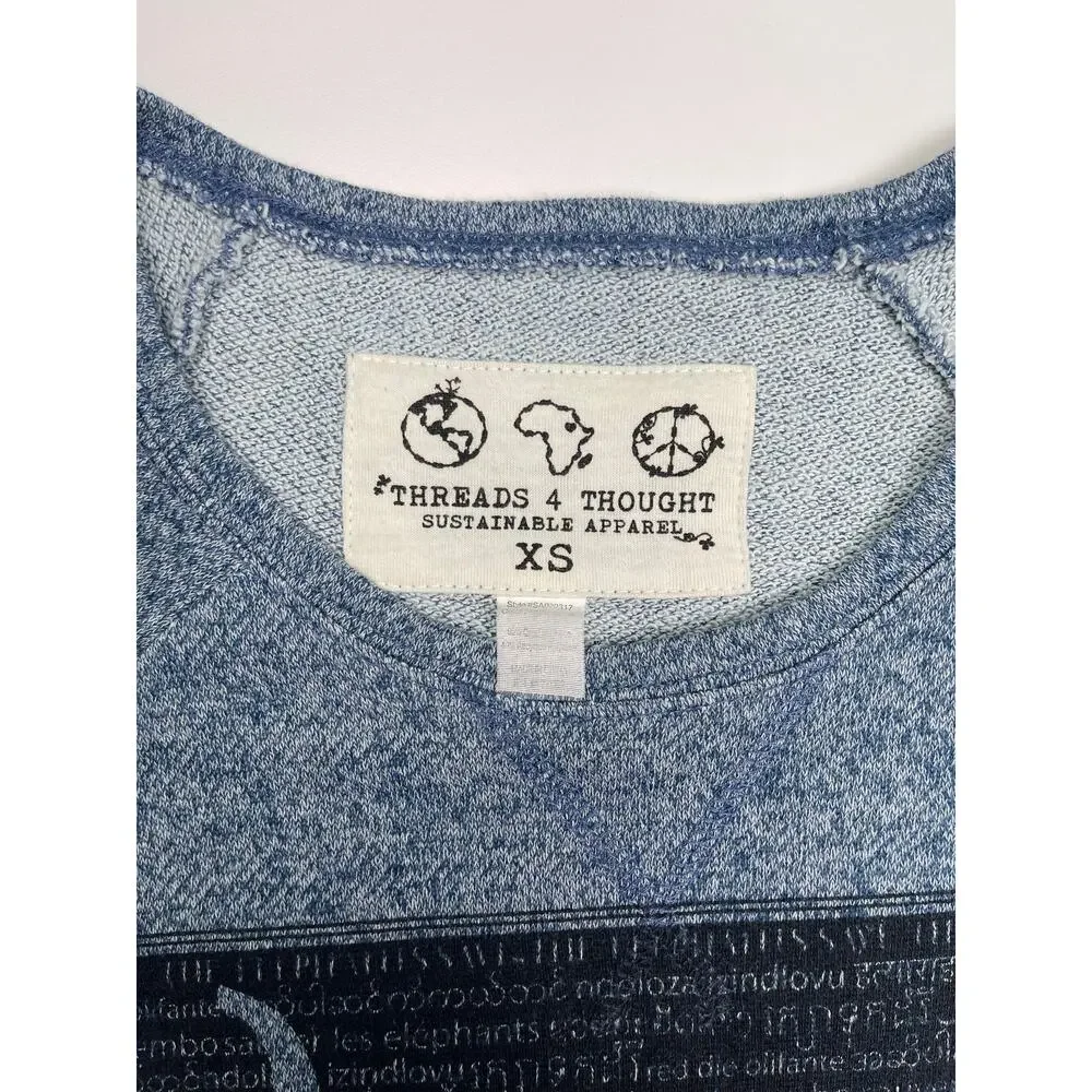 Threads 4 Thought Save the Elephants Recycled Long Sleeve Shirt Blue XS - Picture 5 of 8